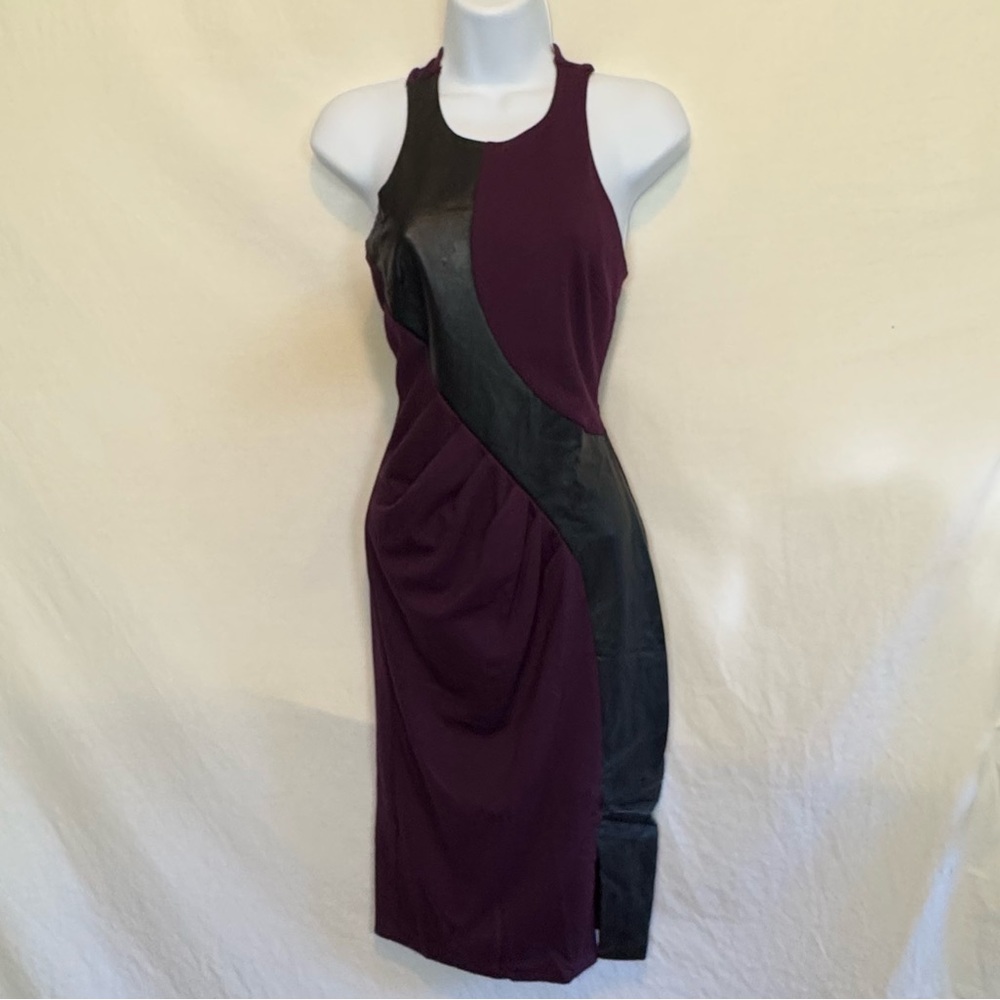 D-94 Venus Purple & Black Sleeveless Racer Back MIDI‎ Summer Dress Size 8